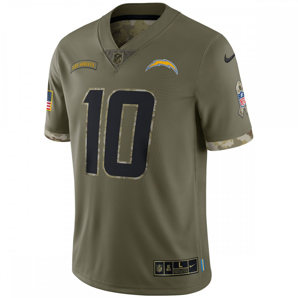 Justin Herbert Los Angeles Chargers Nike 2022 Salute To Service Limited Jersey - Olive-GridironStore
